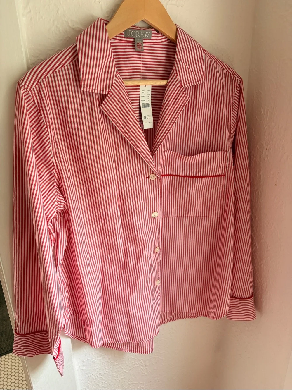 J. Crew Red and White Striped Pajama Set size Small NWT